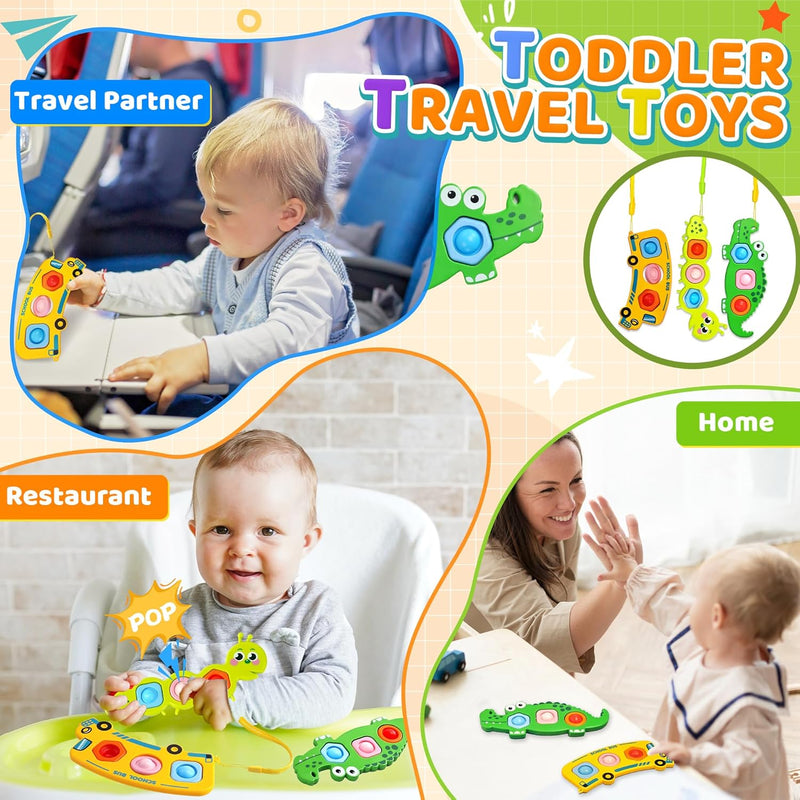 3pc Fidget Popper Sensory Toys For Toddlers, Airplane Travel Activities