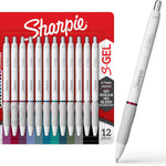Sharpie S-Gel Pens, Fashion Barrel Gel Pens, Pearl White Body, Medium Point (0.7mm), Bold Ink Colors, 12 Count