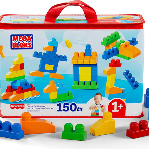 MEGA BLOKS First Builders Toddler Blocks Toy Set with 150 Pieces and Storage, Blue, Ages 1+