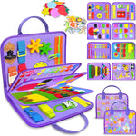 Exorany 8-Page Busy Board for Toddler Girl, Sensory Learning Toy with 20+ Activities, Soft Felt Material, Lightweight and Compact Design