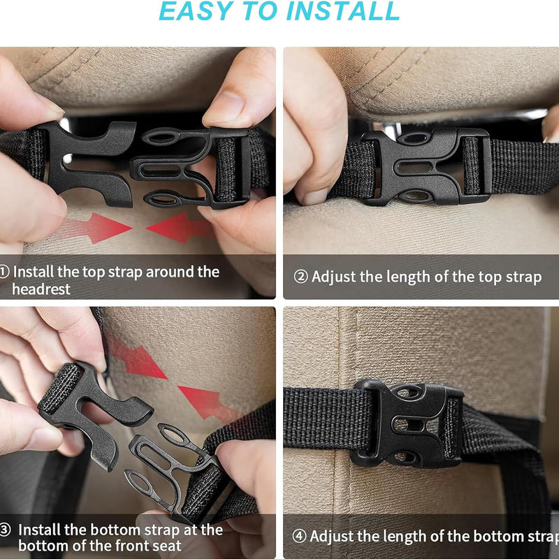 Matenf Backseat Car Organizer with 9 Storage Pockets | 10" Tablet Holder, Keep Car Organized & Tidy, Seat Back Cover for Kid Toddler, Kick Mats Protector, Travel Accessories, 1 Pcs