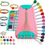Maynacs Friendship Bracelet Making Kit for Girls 8-12, 28 Pre-Cut Threads | 28 Pre-Cut Threads in 14 Colors, 100 Letter Beads, Hidden Storage Tray - Screen-Free Travel Craft Kit for Kids and Teens