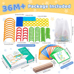142pcs Wooden Pattern Blocks Montessori STEM Toy for 3-5 Years Old Kids, Made in USA, 142pcs Sticks & Rings