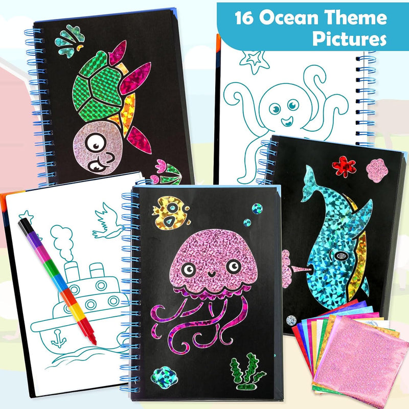 FUNNYB&G Foil Art Craft Kit for Kids, Sparkly Birthday Gift Toy for Kids