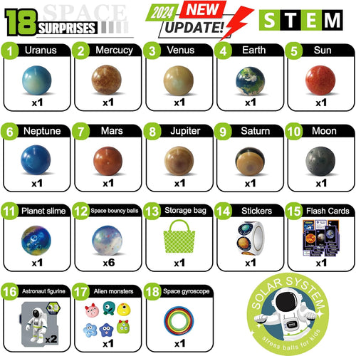 Solar System Planets Toys STEM Educational for Kids Non-Toxic, Space Astronaut Slime Ball Alien Monster Toy Set