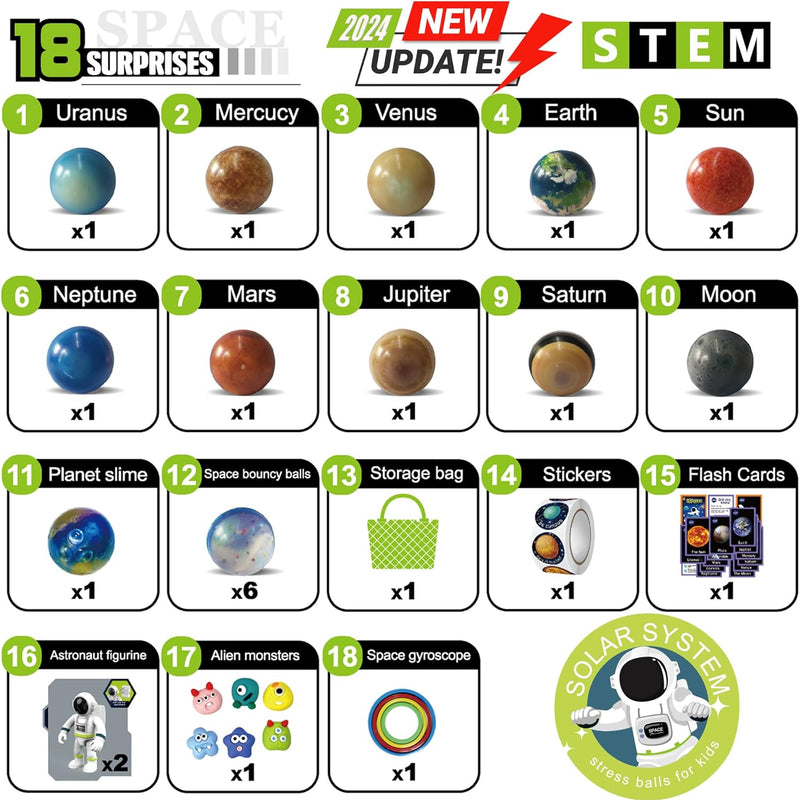 Solar System Planets Toys STEM Educational for Kids Non-Toxic, Space Astronaut Slime Ball Alien Monster Toy Set
