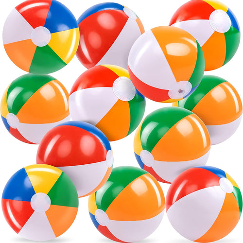 JOYIN 12-Pack 12“ Beach Balls - Bulk Classic Beachball Inflatable Swimming Pool Toys for Games Adults Kids Birthday Party Supplies Combo Set, Rainbow Color Blow Up Luau Decorations Favors Gifts (12")