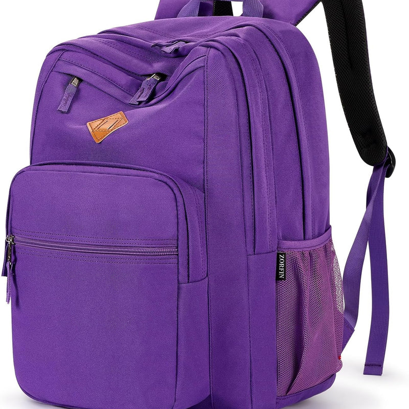 ZORFIN 26L Black Backpack for College, and Travel: Water Resistant Bookbag