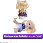 Baby Doll Diapers 32 Pack Refill for Baby Alive 10-14 Inch, Drink & Wet | Pail Buddies Award-Winning Doll Diapers, Secure Tabs Easy On Off, Absorbent, Ages 3+, Baby Alive Accessories, Pretend Play