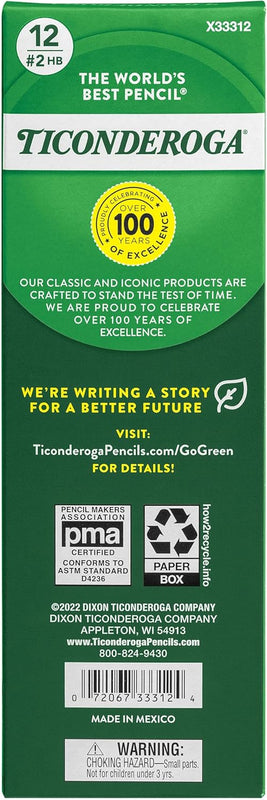 Ticonderoga My First Wood-Cased Pencils, Pre-Sharpened, 2 HB, Yellow, 12 Count