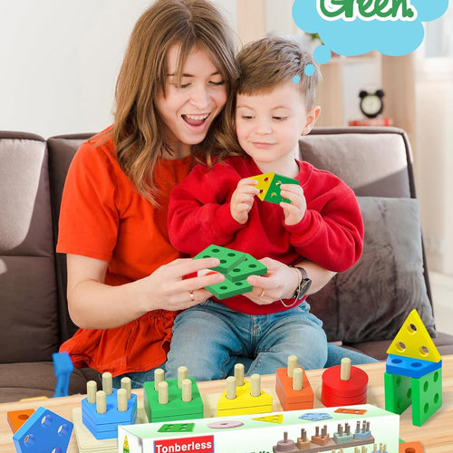 Tonberless Montessori Toys: Safe, High-Quality Wooden Puzzles and Sorters for Toddlers 1-3 Years
