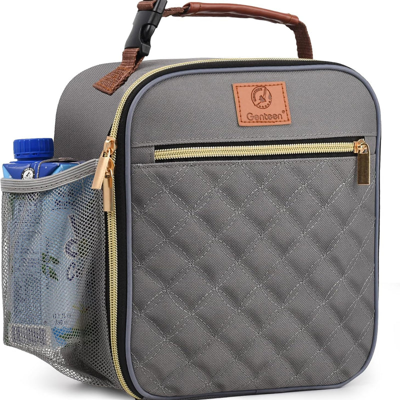 Genteen Kids Lunch Box Insulated Soft Mini Cooler with Bottle Holder, Lightweight Reusable Easy-Clean Lunch bag for Girls, Boys Back to School-Purple