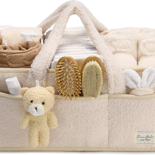 Baby Diaper Caddy Organizer with Handle, Boy & Girl Shower Gift Basket, Portable Diaper Storage Basket Bin for Wipes, Newborn Baby Essentials Registry Search Must Haves, Car Caddy Organizer