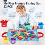 10-in-1 hahaland Montessori Cloth Fishing Game for 1 Year Old Boys and Girls with Stacking Cups