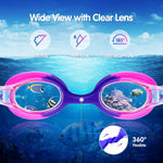 Kids Swim Goggles 2 Pack, Anti Fog No Leak Swimming Goggles for Boys Girls Ages 6-14, Wide View Swim Goggles Kids