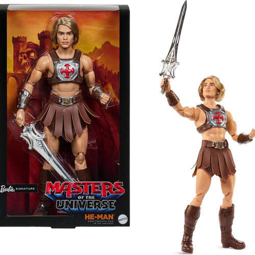 Barbie Signature Doll, Ken He-Man Collectible in Battle Harness, Sword, Doll Stand & Displayable Packaging, Motu Movie Theme