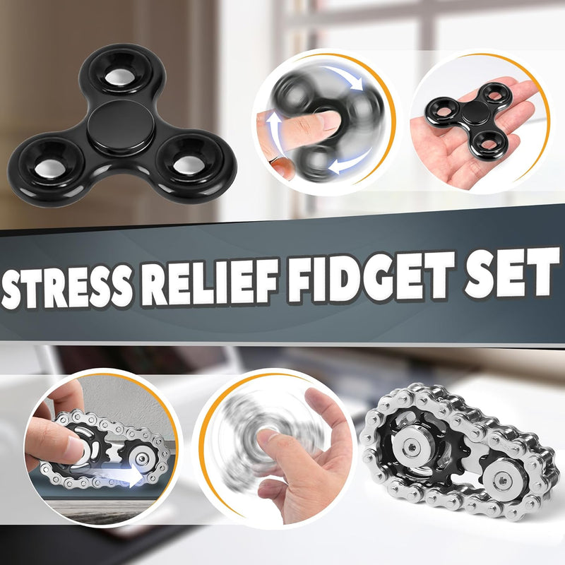 5 Pcs Fidget Toys Adults & Teen Metal Fidgets Spinner for Teens Boys Magnetic Slider Cool Gadgets Office Desk Toy Stress Relief Sensory Items Figette for Classroom Autism ADHD Anxiety Gifts