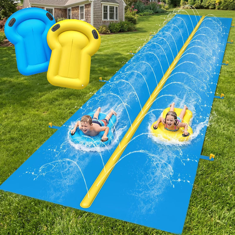 Evoio Water Slide, 32.8FT Inflatable Splash Water Slip with 2 Racing Lanes for Kids Boys Girls Adults, Water Slide Outdoor Water Toys for Backyard Garden