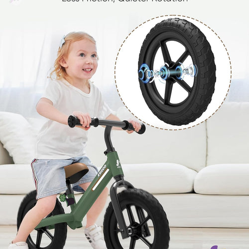 Kriddo Kids Balance Bike with Adjustable Seat and Handlebar, Toddler Bike Gifts Age 2-3, Green