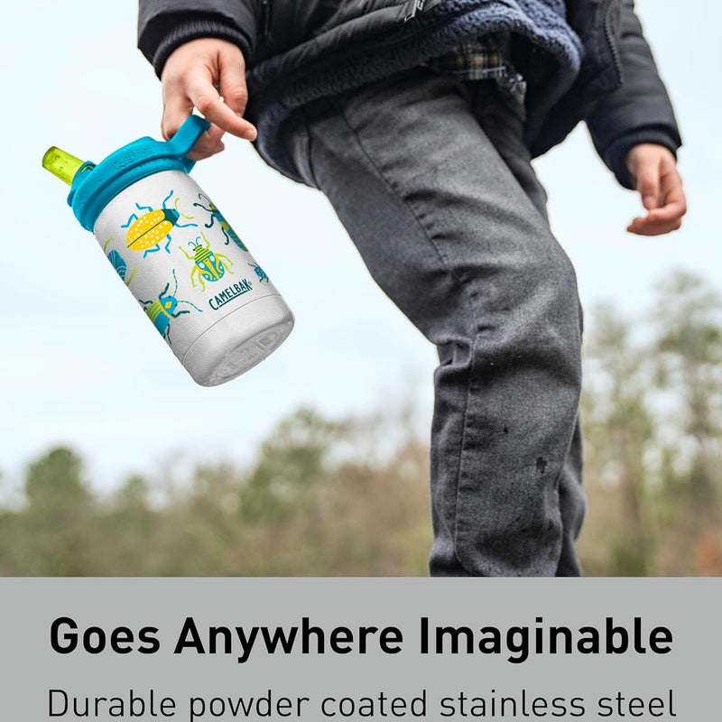 CamelBak Eddy+ Kids Insulated Stainless Steel Water Bottle with Bite Valve Straw, Leak‑Resistant Design for Everyday Hydration, 12oz, Biking Dogs