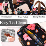 CaCTOUR Lunch Box for Women Girls Teens,Cute Lunch Box Cooler Bag, Portable Insulated Small Lunch Bag Women Reusable Corduroy Lunch Tote for Work/Travel/Picnic/School (Flower)