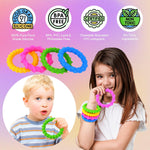Sensory Fidget Toys Kids Toddlers - 4 Pack Chew Sensory Silicone Bracelets | Calming Autism Quiet Fidgets & Texture Stress Silent Toys for Classroom Prizes | Travel Gifts for Student Adults