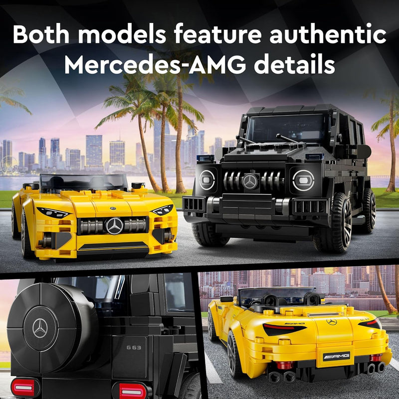 LEGO Speed Champions Mercedes-AMG G 63 & SL 63 building toy cars for kids 10+ years old, collectible model car gifts