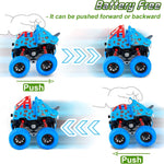 LODBY 2-pack Dinosaur Truck Toys for 2-6 Year Old Boys, Push and Go Cars for Toddlers