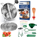 Stainless Steel Food Mills With 3 Milling Discs,Ergonomic design Of Rotary Food Mills For Tomato Sauce,Potatoes,Jams with Silicone Handle Dishwasher Safe, Multifunctional Spoon,Orange