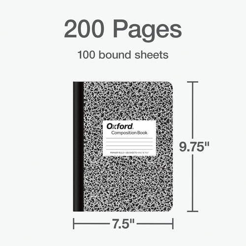 Oxford Primary Ruled Composition Notebooks, 9-3/4 x 7-1/2 Inches, Writing Practice for Kids, Grades K-2, Black Covers, 100 Sheets, 2 Pack (1002521)