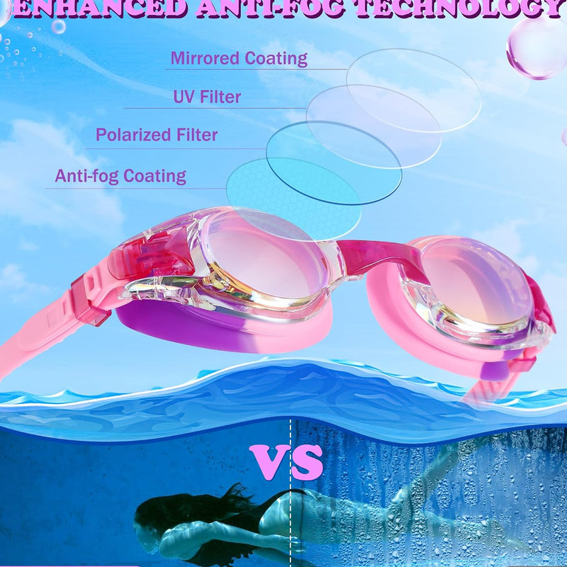 Aegend 2 Pack Kids Goggles, Swimming Goggles for Kids Age 4-16 Boys and Girls Youth, Anti-Fog Waterproof Anti-UV Pool Goggles