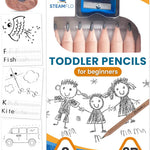 Learning Pencils For Toddlers 2-4 Years–Kids Pencils For Beginners, Toddlers And Preschoolers, Jumbo Triangle Shape With Soft Graphite (8pk+Sharpener)