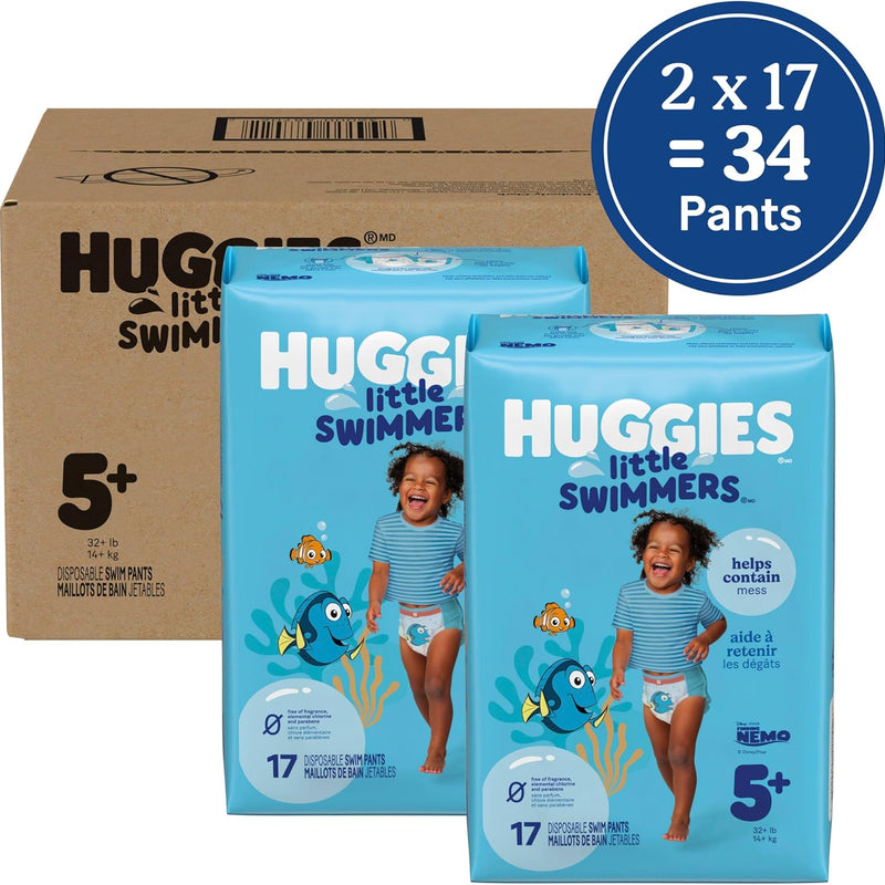 Huggies Little Swimmers Swim Diapers Size 5-6, 34 Count (2 Packs of 17)