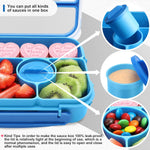 Amathley Bento Box Adult Lunch Box Kids,Lunch Containers for Adults/Kids/Toddler,5 Compartments Bento Lunch Box with Sauce Vontainers,Microwave & Dishwasher & Freezer Safe,BPA-Free (Blue)