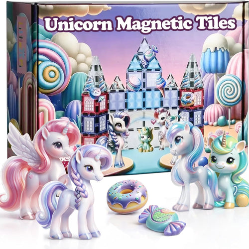 Little Pi Unicorn Toys for Girls Age 4-6 - Unicorn Magnetic Tiles Frozen Toys for Girls Age 4-7 - 3 Year Old Girl Gifts 4 Year Old Girl Birthday Gifts Magnetic Blocks Age 3 4 5 6 7 8
