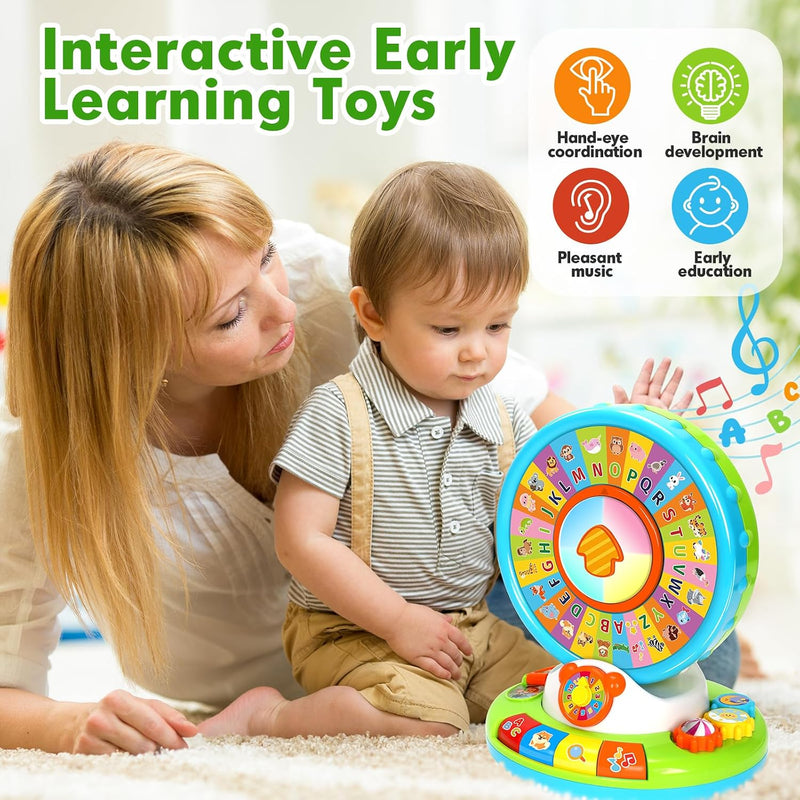 Duchong Learning Toy for Kids 1 2 3 Year Old Boys Girls, Spin and Sing Alphabet Zoo with Sounds, Interactive Educational Toys for Toddler 2-3, First Christmas 1st Birthday Gifts Toy