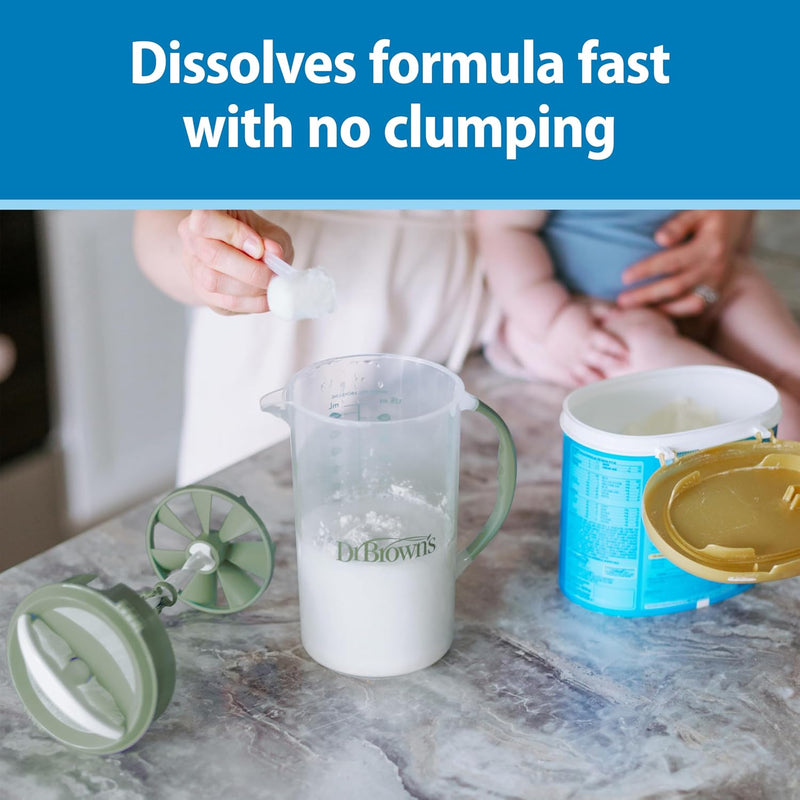 Dr. Brown's Baby Formula Mixing Pitcher with Adjustable Stopper, Locking Lid, and No Drip Spout, 36 oz, BPA-Free, Blue, 1-Pack