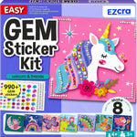 EZCRA Gem Sticker Kit for Kids - 990+ Stickers, 8 Unicorn Princess Themes | Diamond Art Stickers and Gem Craft Set. Mess-Free and DIY Arts and Crafts. Birthday and Holiday Gift for Girls Ages 3-8.