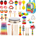 Toddler 32-PC wooden percussion instruments set for kids musical learning and education