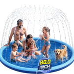 Non Slip Splash Pad for Kids and Dogs, 80" Sprinkler Splash Pad with 5mm Reinforced Edges,0.58mm Thickened Dog Pool,Outdoor Water Toys for Toddlers,Summer Backyard Fountain Play for Girls Boys Pets