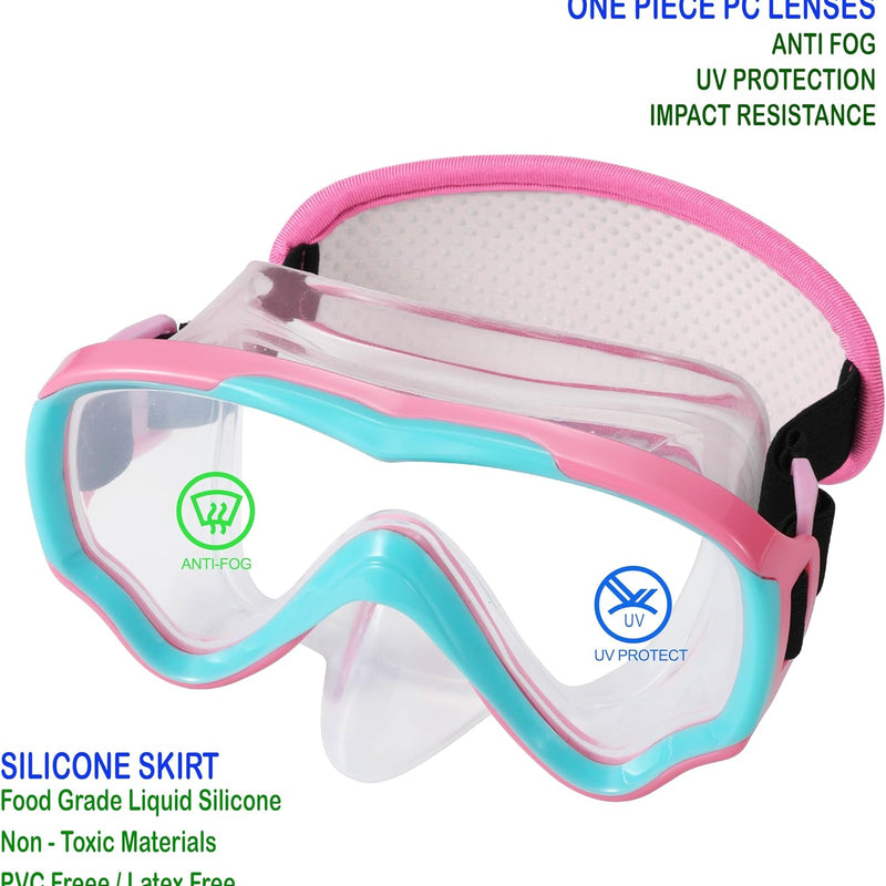 Swim Goggles Kids 6-14, Diving Mask No Tangle Strap，Water Goggles Nose Cover for JR / Youth