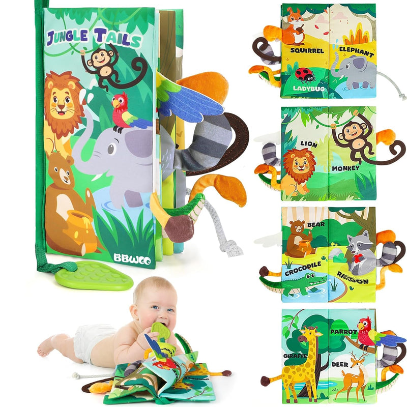 BBWOO Soft Baby Book Toy, Tummy Time Toy for Infant 0-6 Months, Touch and Feel Sensory Crinkle Book
