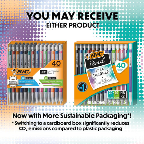 BIC Mechanical Pencils #2 XtraSmooth, 20 .7mm & 20 .5mm, Pack of 40 | Assorted Colored Barrels, Bulk School Supplies for Teachers and Classrooms, 40-Count Pack