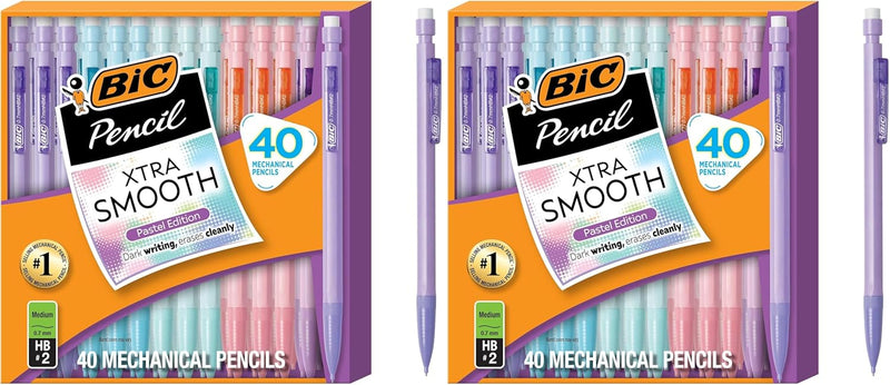 BIC Xtra Smooth Mechanical Pencil with 0.7 mm Medium Point ,Refillable and Retractable, School Supplies for Students and Teachers, 40-Count Pack