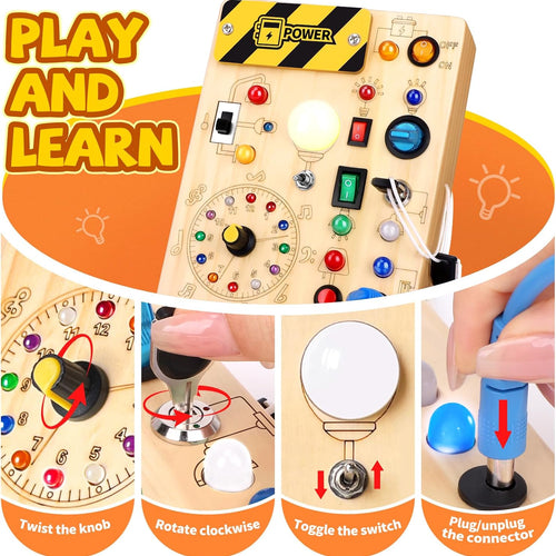 Grarain Busy Board: Montessori Educational Toy for 1-3 Year Olds, Sensory Learning Activity for Autism