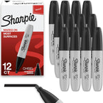Sharpie Permanent Markers, Chisel Tip, Black, 12 Count - Home, School, Office Supplies
