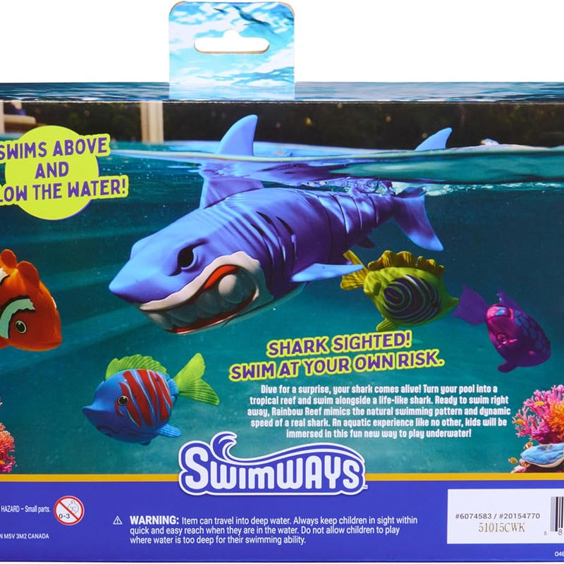 SwimWays Rainbow Reef Shark Water-Activated Pool Toy for Ages 5+ | Realistic Swimming Patterns Inspire Imaginative Play, Toy Supports Swimming Skills, Coordination, and Competitive Games