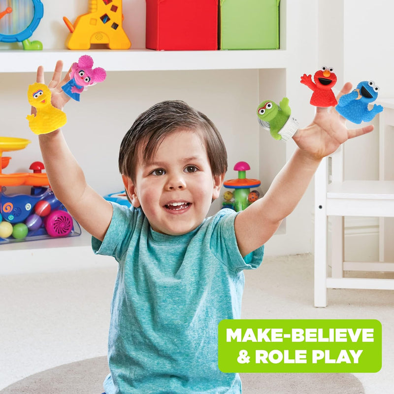 Sesame Street 10-Piece Finger Puppet Set for Toddlers & Kids | Features Elmo, Big Bird, Cookie Monster, Abby Cadabby, Oscar the Grouch | Durable PVC for Bath Time, Educational Play, and Party Favors.
