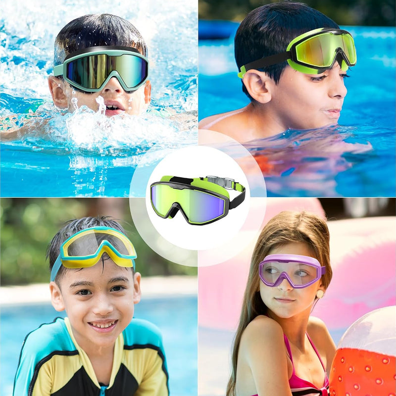 NSSIW Swim Goggles Swimming Kids-Goggles: Anti Fog No Leak with Nose Clip Earplugs for Girls Boys Youth 6-14 3 Pack