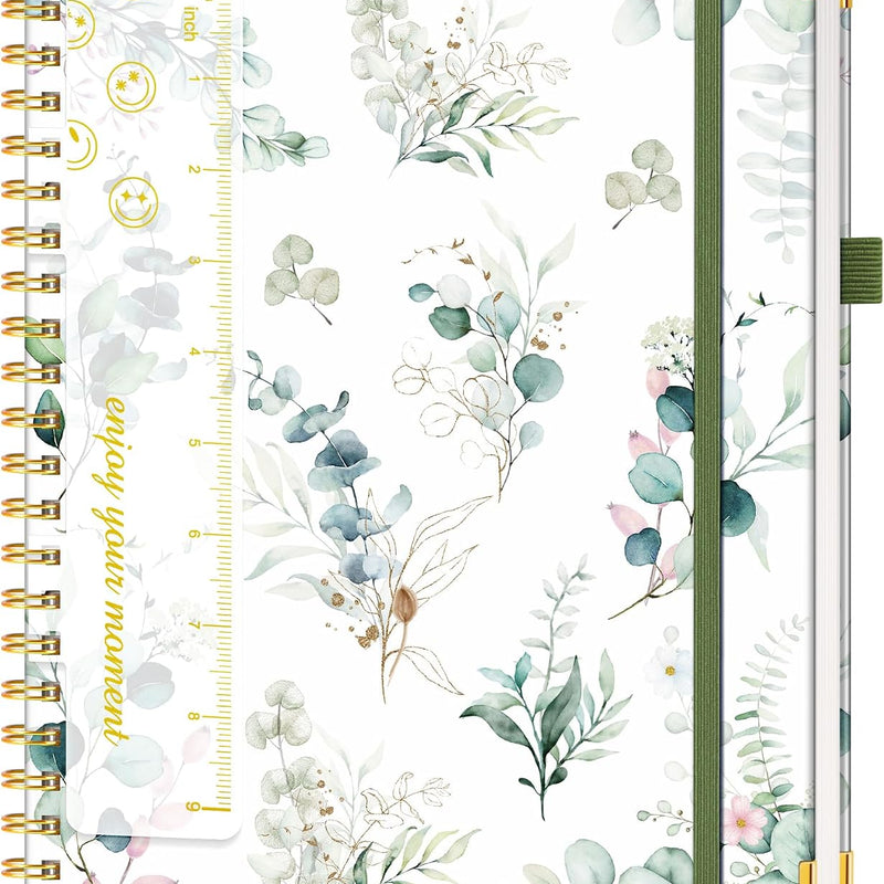 Hardcover Spiral Notebook Journal 8.5” x 11”, A4 Large Leather Notebooks for Women Men, Lined College Ruled Notebook, 50 Sheets/100 Pages, Spiral Bound Journals for Work School Note Taking, Green